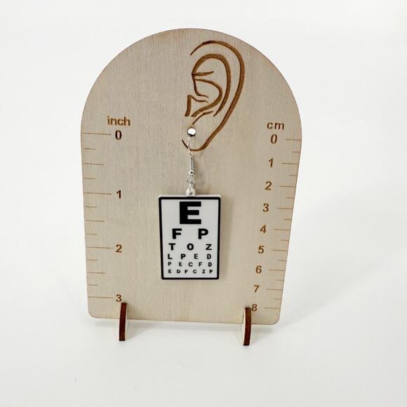 Eye Chart Earrings, Snellen Eye Chart Jewelry, Optometry Earrings, Optometry - Picture 2 of 3